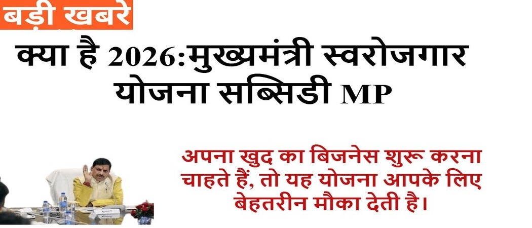 मुख्यमंत्री स्वरोजगार योजना सब्सिडी MP